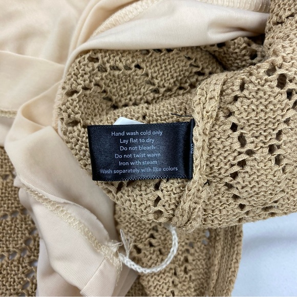 Boston Proper Tan Knit High Neck Crochet Maxi Dress - Picture 10 of 14